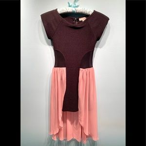 SANS SOUCI Black Dress Mesh Cutout Chiffon Overlay